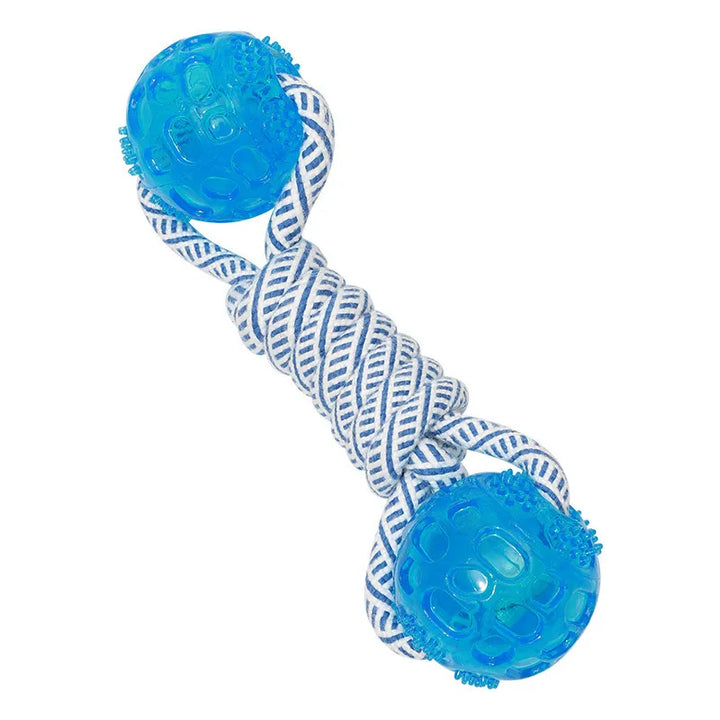 Dog Enrichment Toy: Rubber Ball & Rope Combo, Supports Canine Dental Cleaning