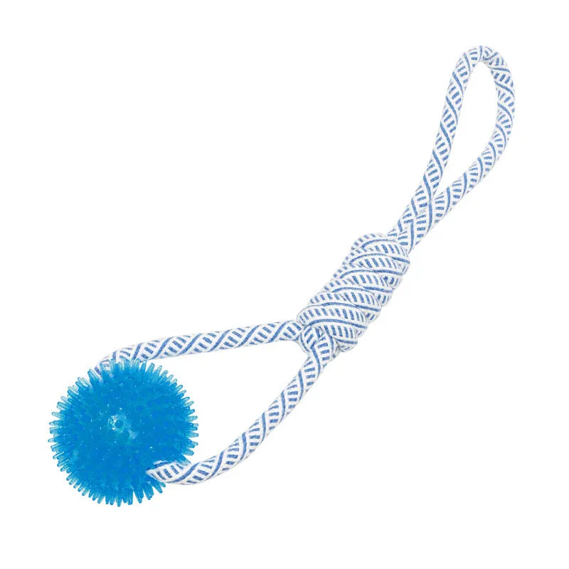 Active dog toy: rubber ball and rope for chewing, playtime & oral hygiene