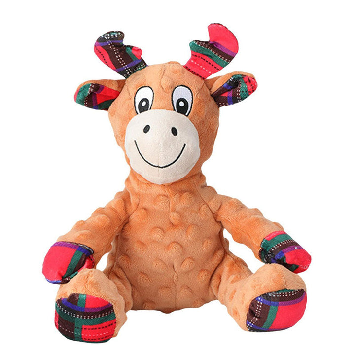 Soft yet strong dog plush toy, squeaky and machine washable for active pets.
