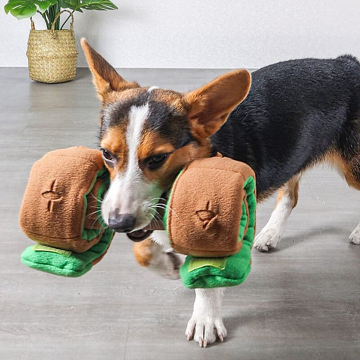 Durable dog puzzle interactive food dispenser dumbbell toy for pet enrichment and play