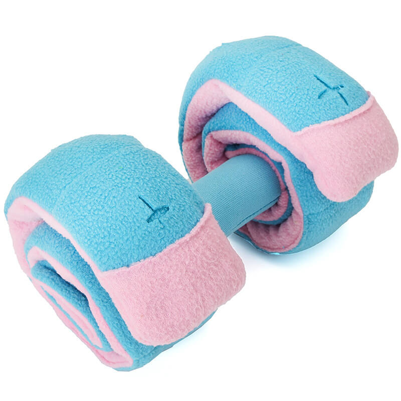 Dog puzzle toy in a dumbbell shape, perfect for interactive food dispensing and pet enrichment
