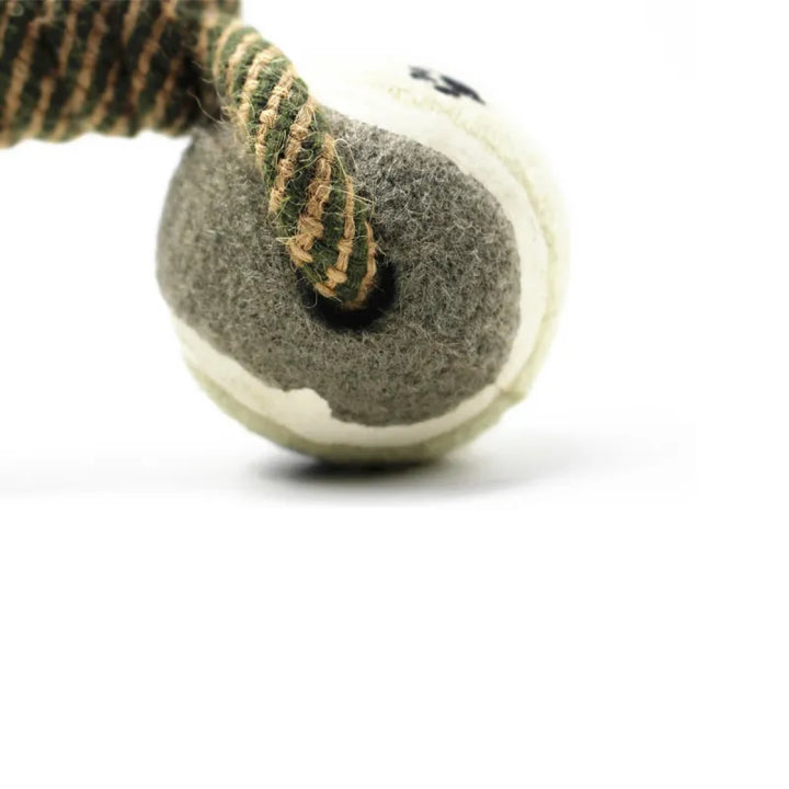 Pet supplies: red rope chew toy with a paw print ball, an essential interactive and durable dog accessory.