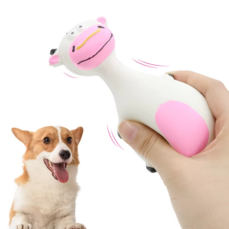Close-up of a dog squeaky animal toy, designed for engaging pet play and fetch.