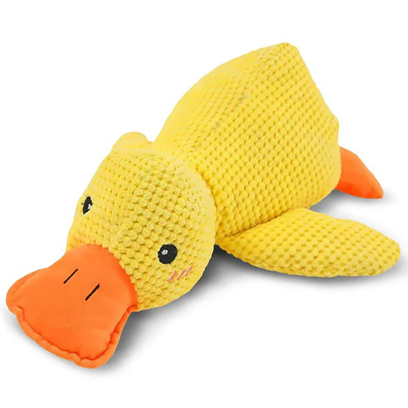 Durable duck dog chew toy with calming feature for all dog sizes, interactive pet supplies.