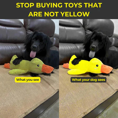Close-up of the textured surface of the calming duck dog toy, ideal for aggressive chewers.