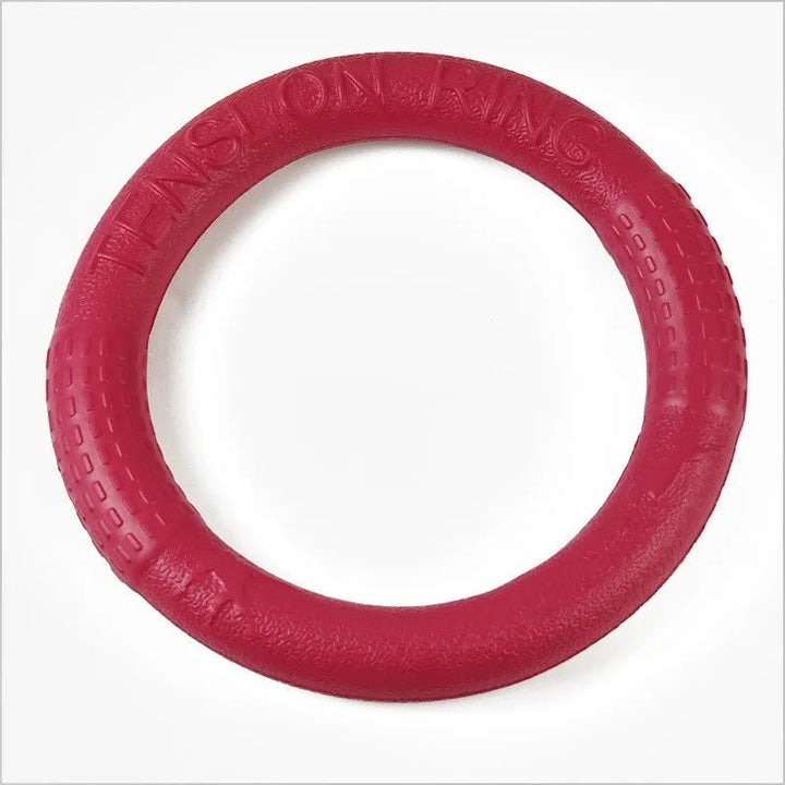 Dog chew ring toy made from safe, non-toxic EVA material, great for interactive dog training.