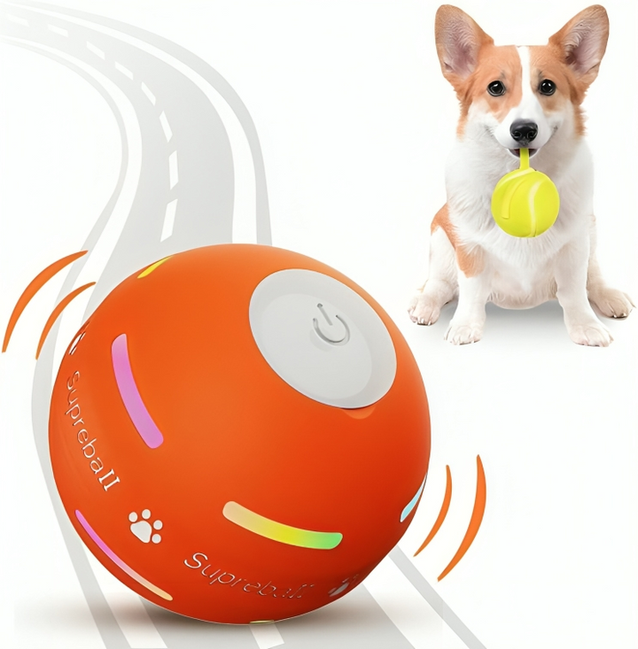 Durable interactive dog chew ball, rechargeable, for hours of pet entertainment and boredom busting fun