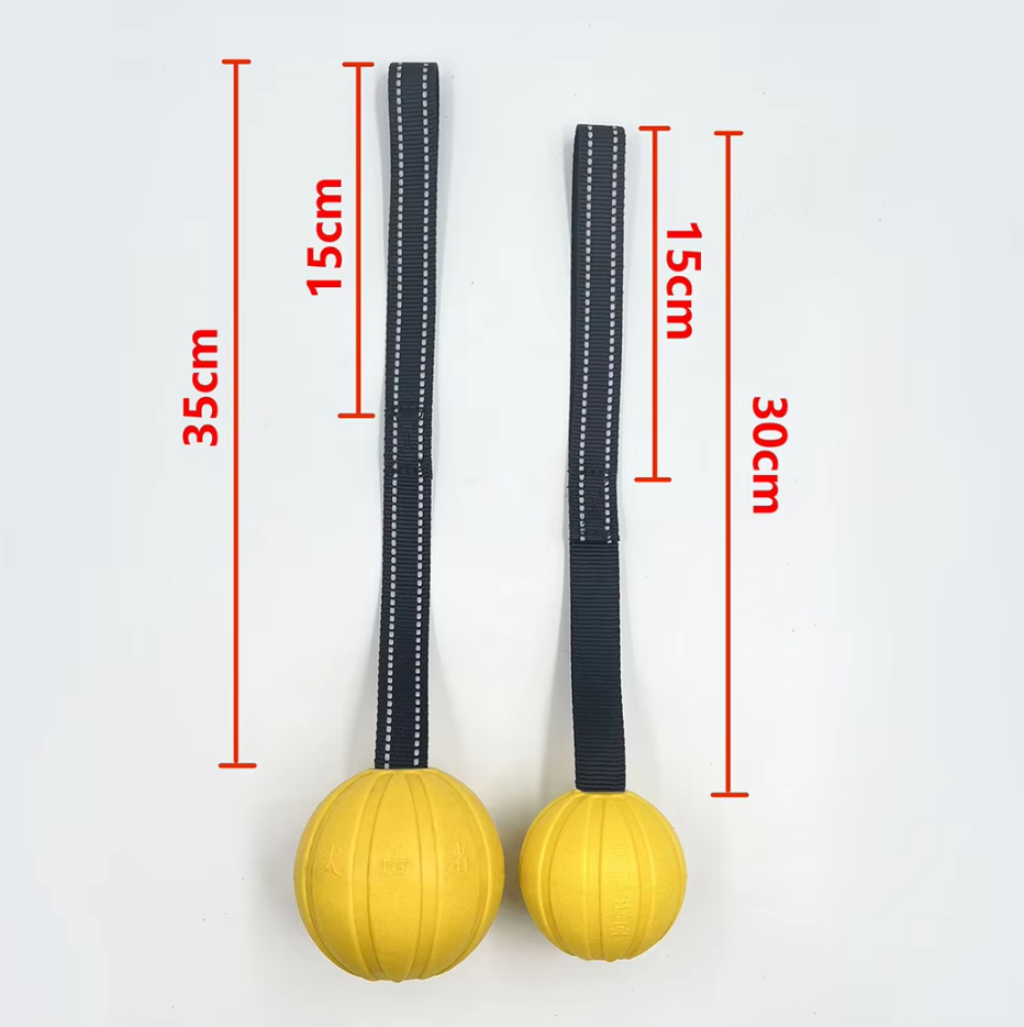 Blue interactive dog chew toy tug ball, a durable addition to pet supplies