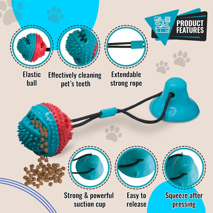 Dog & cat interactive chew toy with powerful suction cup for engaging playtime and teeth cleaning.