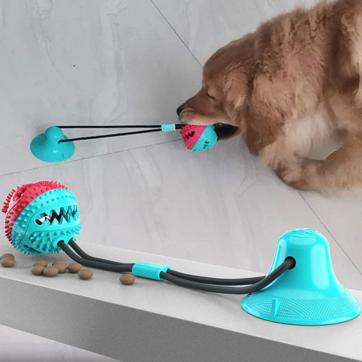 Vibrant pet chew toy with suction cup, ideal for interactive playtime & maintaining dog and cat dental health.
