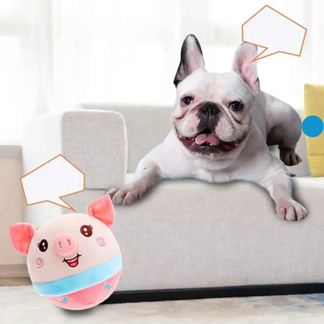 Interactive pet entertainment dog toy with lights and sounds, promoting active play and mental stimulation