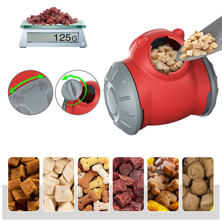 Interactive treat dispensing dog toy, designed for durable chewing and enrichment
