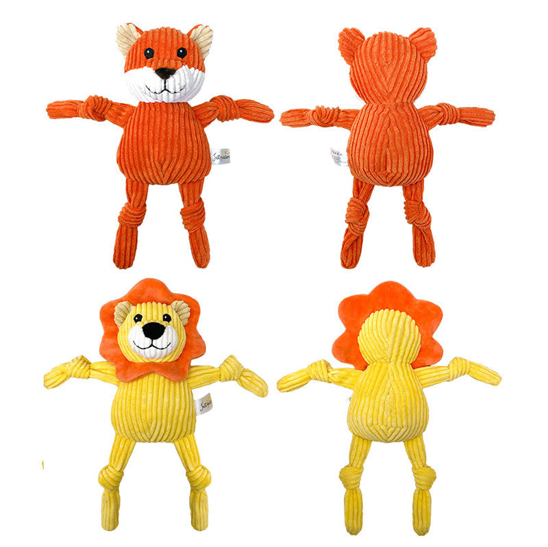 Long-lasting dog chew toy, jean fabric animal design for heavy chewers.