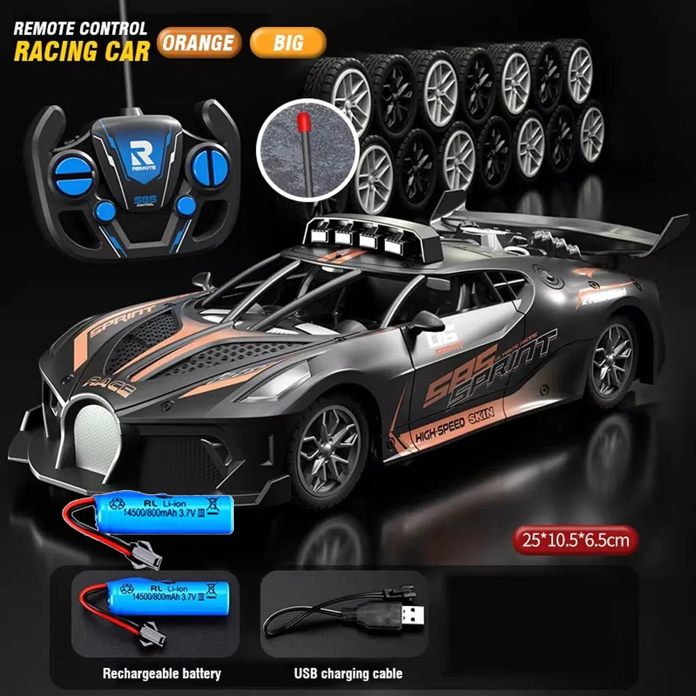 Remote control stunt car, 1:18 scale, for kids. Durable, easy-to-control toy for exciting drift races.