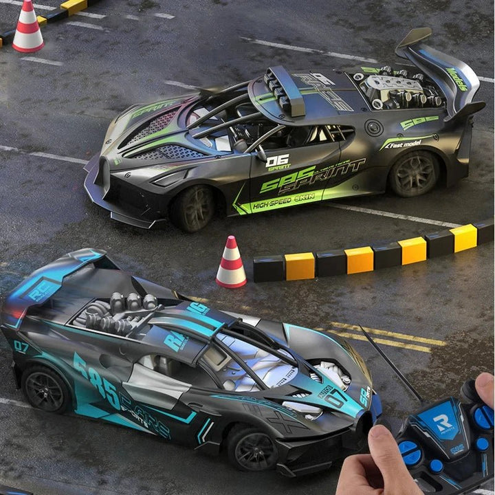 Kids' 1:18 RC stunt car, durable and easy to control. Perfect toy vehicle for exciting drifting action.