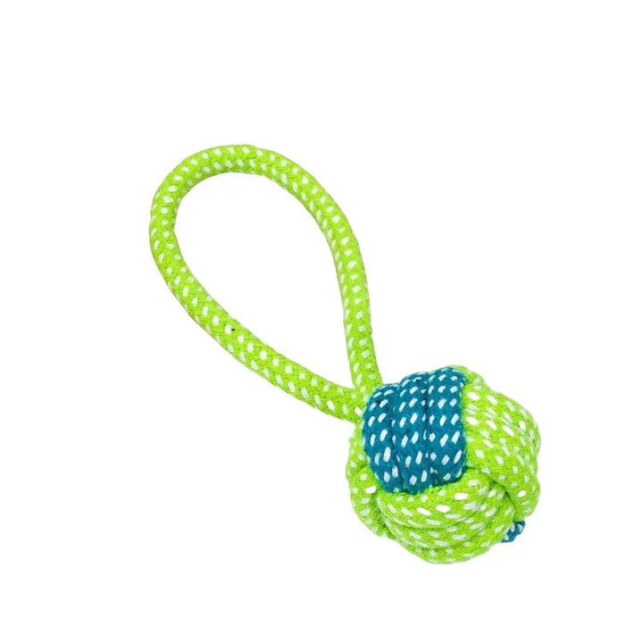 Dog toy collection: various sizes of knotted rope chew toys, designed for healthy teeth & strong gums.