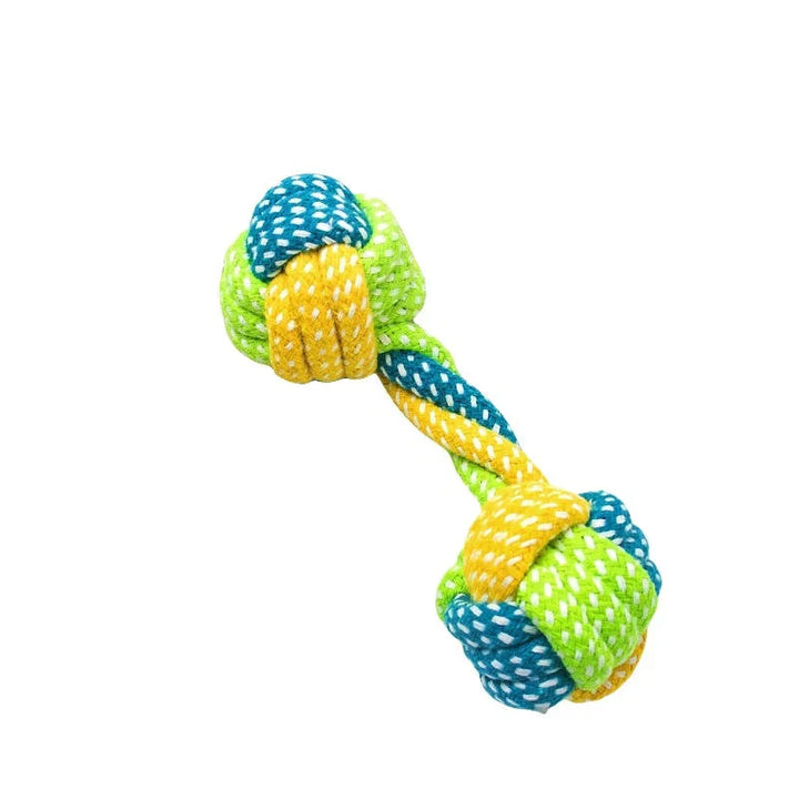 Assortment of durable knotted rope dog toys in various sizes and colors, ideal for all breeds and chewing needs
