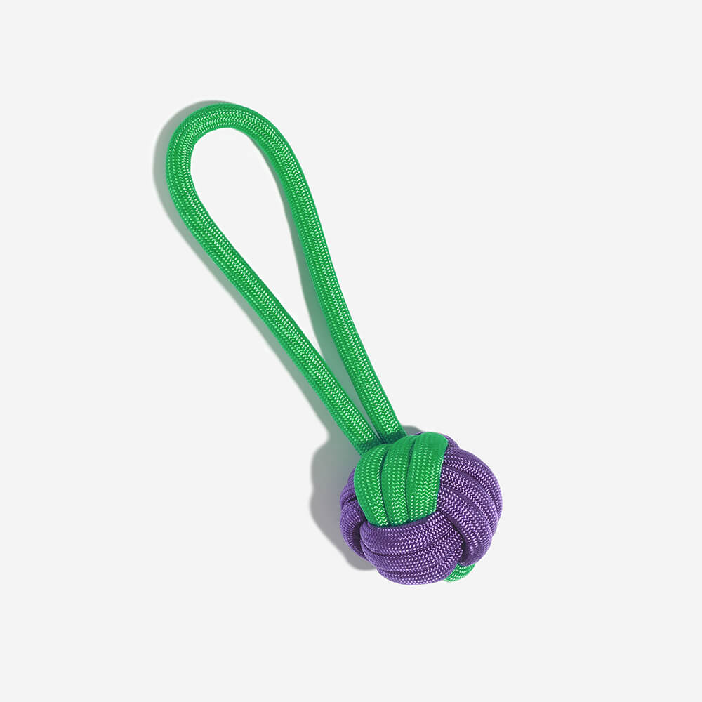 Close-up of Knots Rope Tug Dog Toy, showing twisted rope texture for dental benefits.