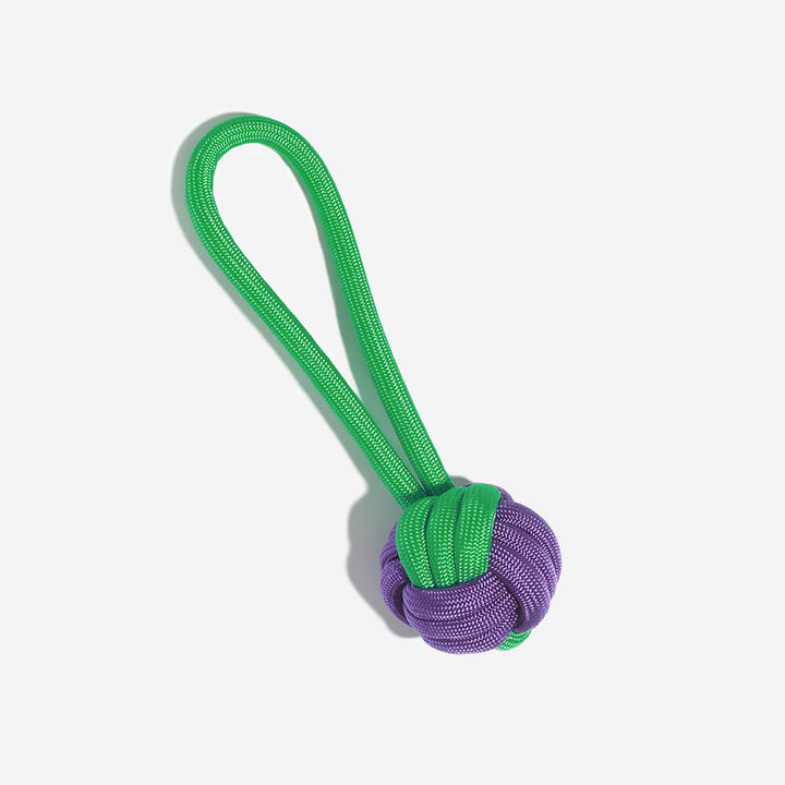 Close-up of Knots Rope Tug Dog Toy, showing twisted rope texture for dental benefits.