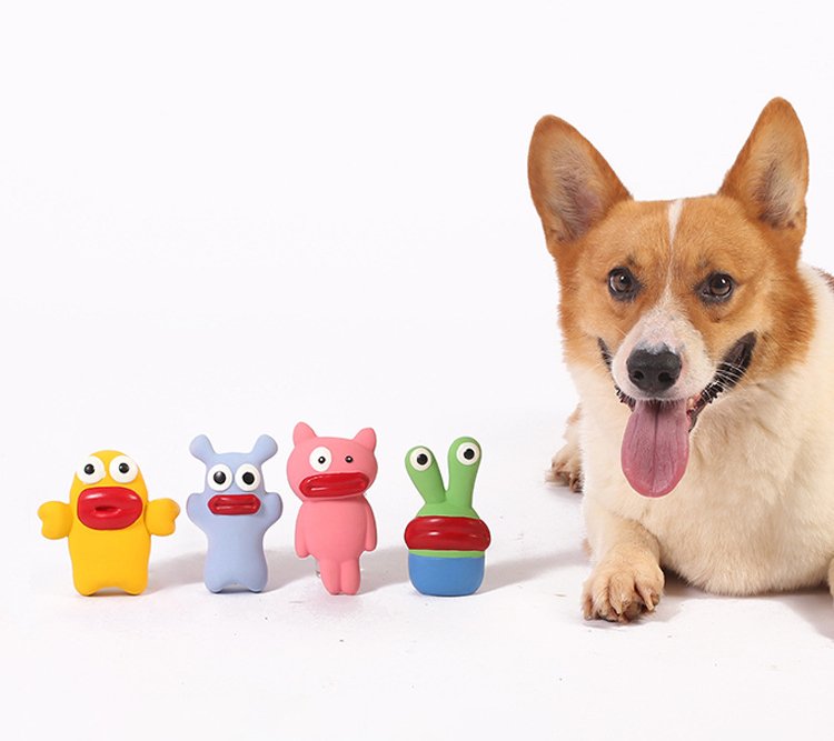 Blue monster tough latex chew toy for dogs, perfect for dental health and strong jaws