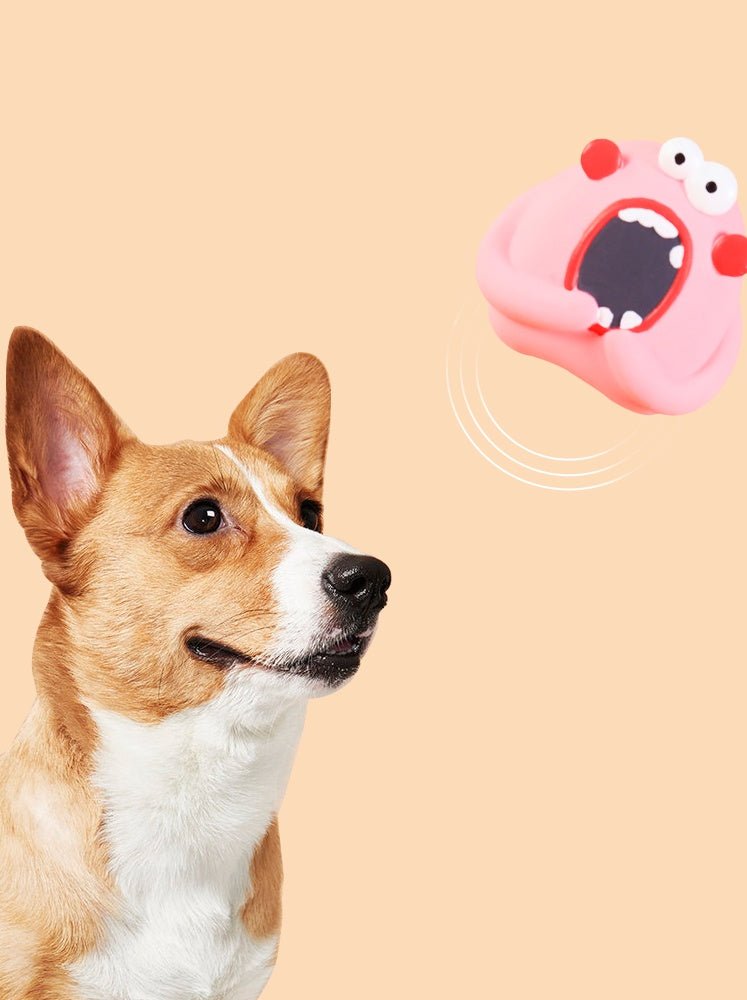 Monster-shaped latex dog chew toy, highly durable for sustained aggressive chewing