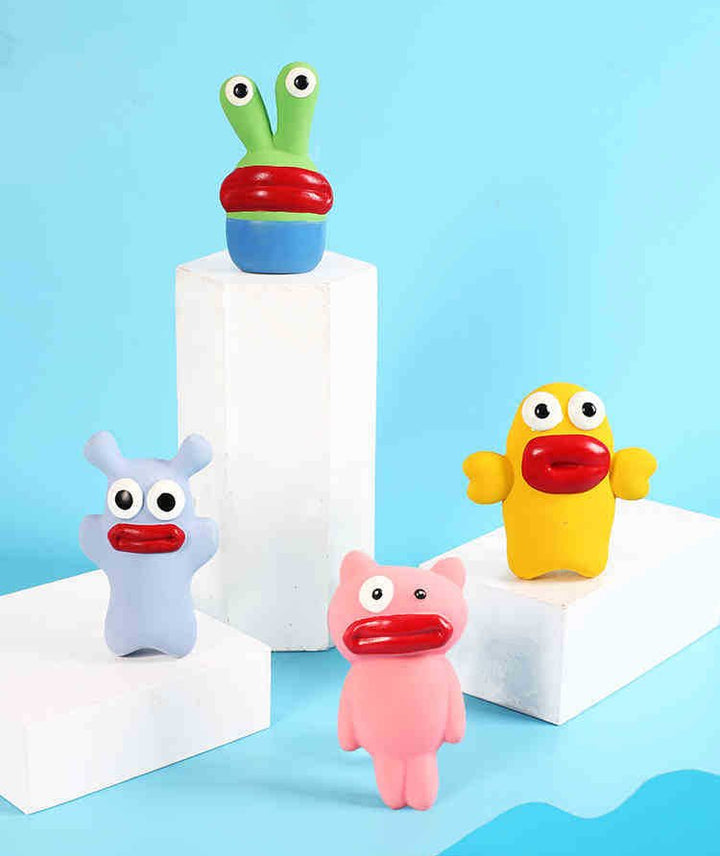 Yellow monster latex dog toy, a tough pet supply for aggressive chewers' playtime
