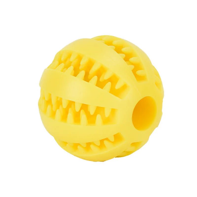 Durable natural rubber dog chew ball for aggressive chewers, promoting dental health