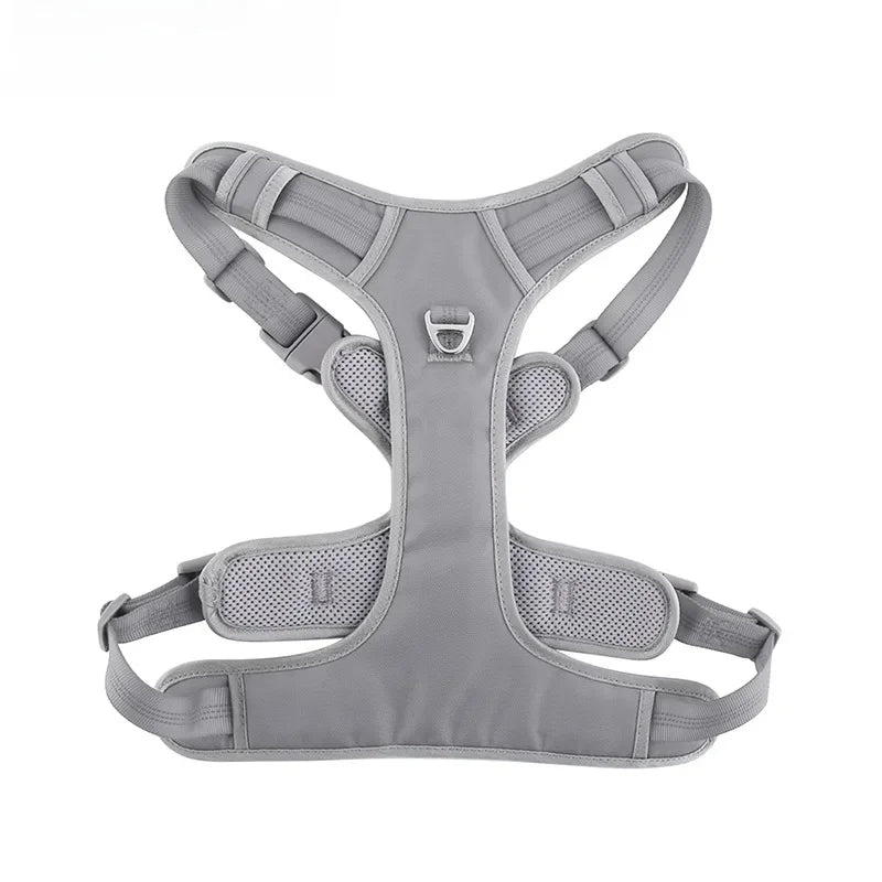 Close-up of breathable mesh fabric on a high-visibility dog harness for comfort