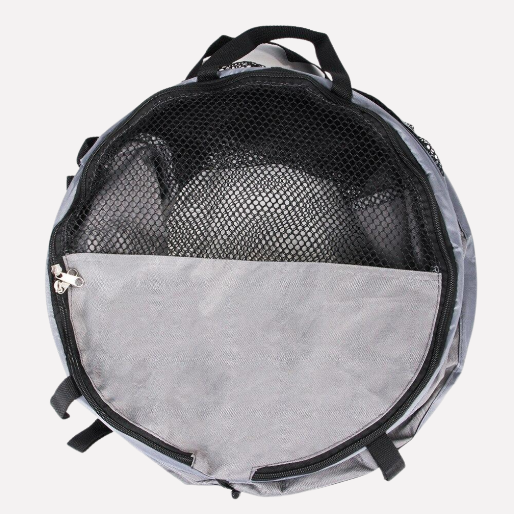 Durable Noko Pets travel carrier for small dogs or cats, black with mesh windows.