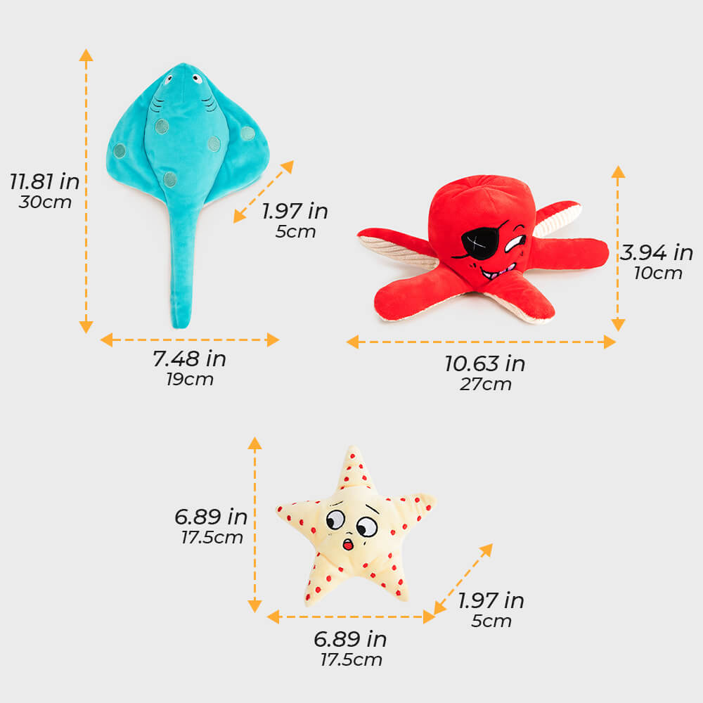 Interactive blue fish squeaky puppy toy, chew resistant and durable pet supply for enrichment