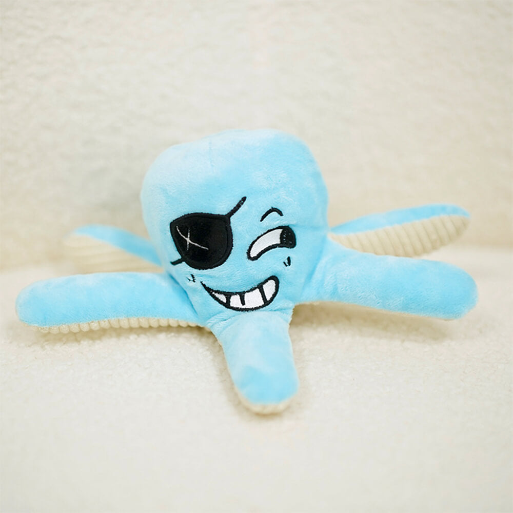 Chew resistant blue fish dog toy with a squeaker, durable pet supply for active dogs