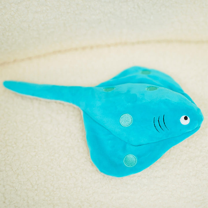Puppy-friendly durable blue fish squeaky toy, excellent for training and interactive play