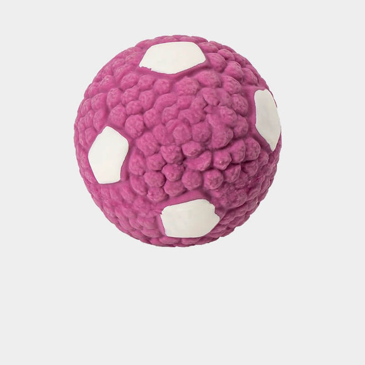 Close-up of textured durable latex squeaky dog toy, chew-resistant & interactive pet enrichment