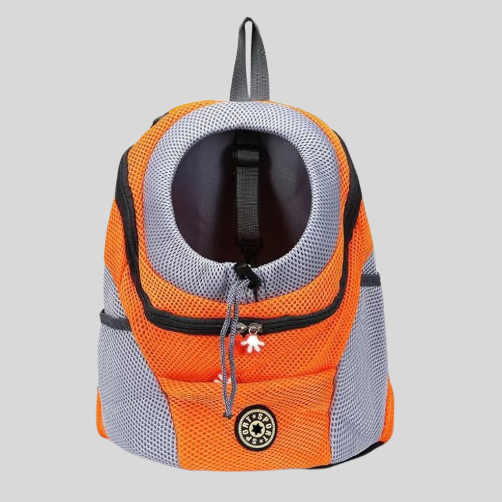 Comfortable pet travel backpack with secure zippers, soft interior, and adjustable shoulder straps for pet owners.