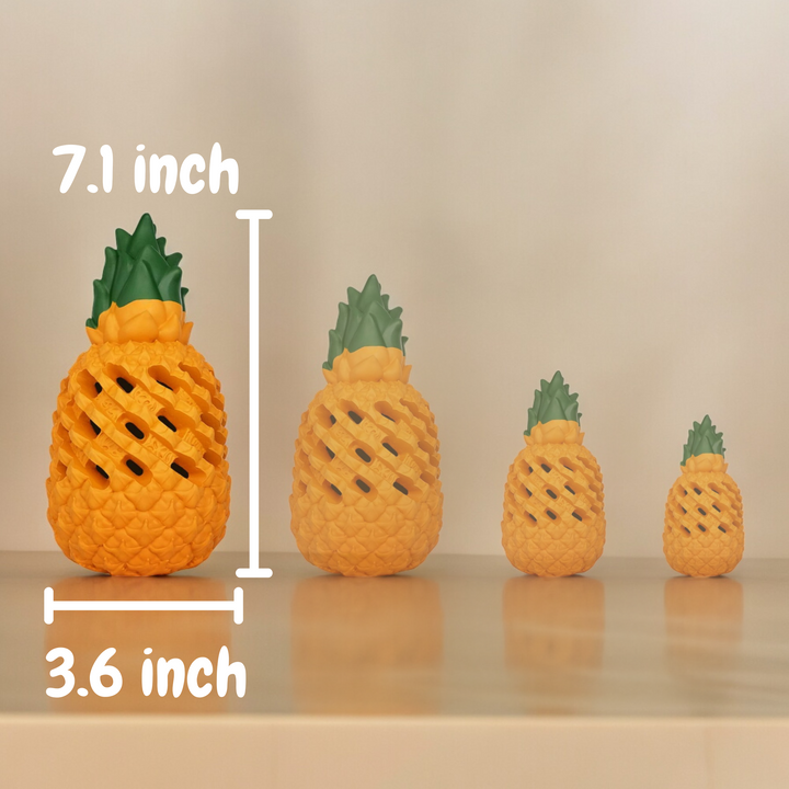 Dog toy and treat dispenser combo, pineapple shape, made for aggressive chewers