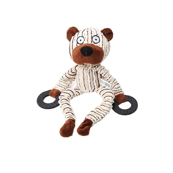Durable pet dental health dog toy, plush material with built-in squeaker for fun