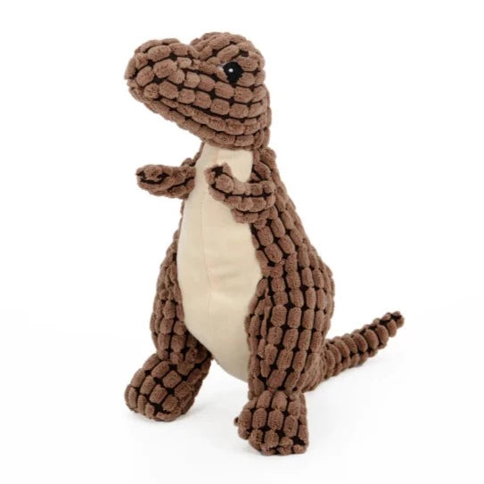 Aggressive chewer plush dog toy, with a strong internal squeaker, providing enrichment.