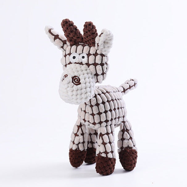 Aggressive chewer dog toy: a pet-safe, washable plush toy with a built-in squeaker