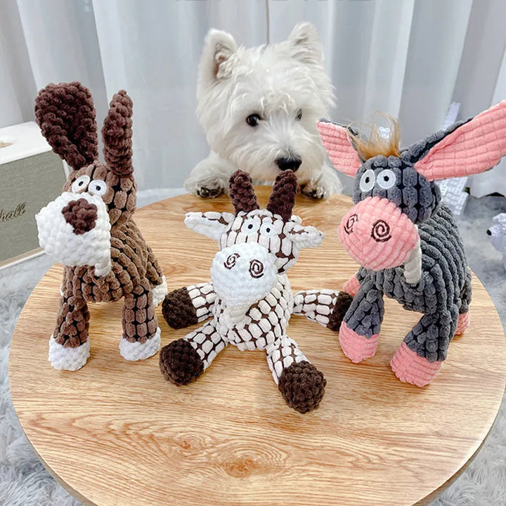Pet safe durable plush dog toy, perfect for aggressive chewers and interactive play