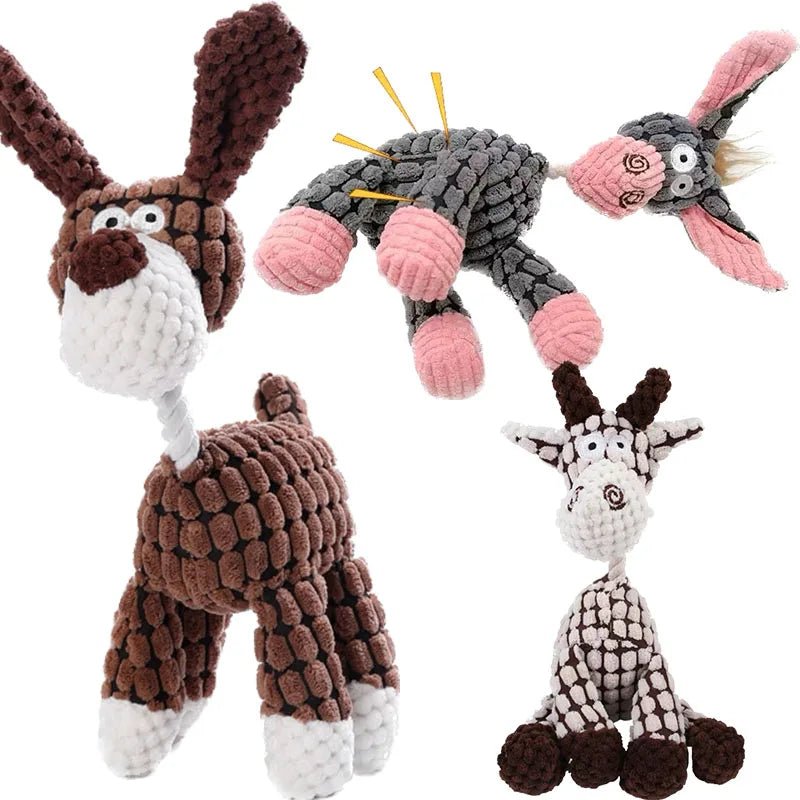 Unisex donkey-shaped dog toy, a soft yet tough chew toy for puppies and adult dogs