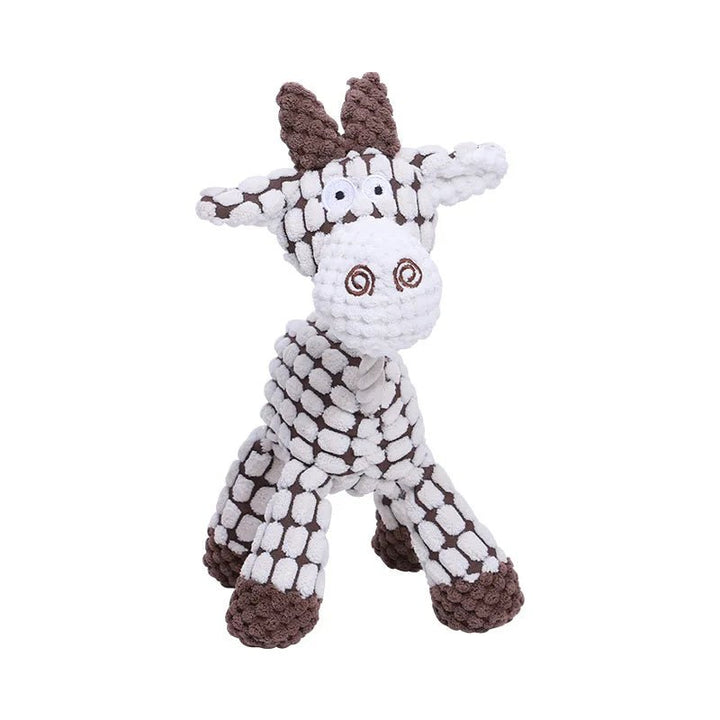 Interactive plush donkey dog toy for pets, featuring a built-in squeaker for engagement