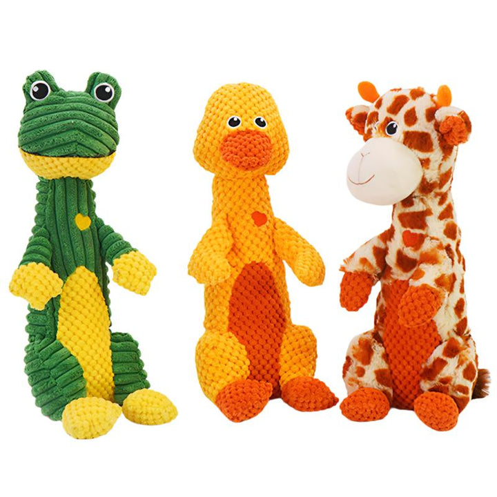 Unisex squeaky pet plush toy, easy clean and durable chew toy for dogs, soft animal design