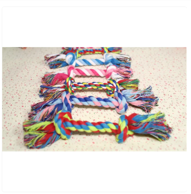 Tough woven rope dog toy with knots for aggressive chewers and fitness training