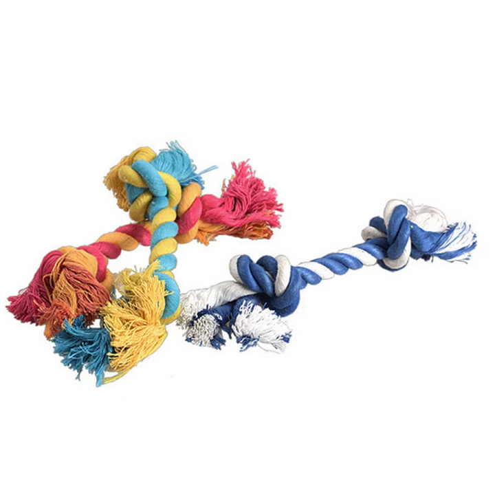 Colorful braided dog rope toy, a durable dental fitness tool for active puppies