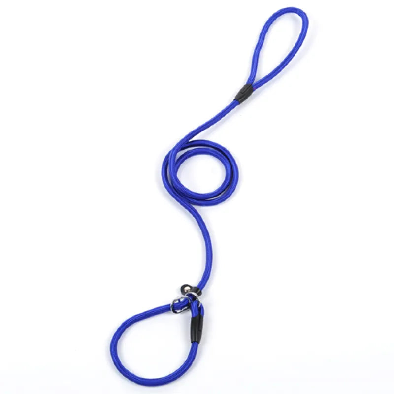 Close-up of the durable construction of a multicolor rope dog leash, built for daily pet use
