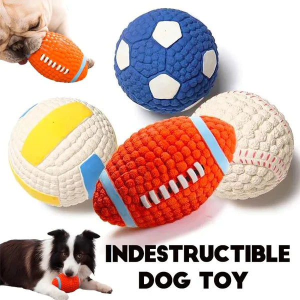 Interactive dog chew ball, red, designed for strong bite, improves dental hygiene