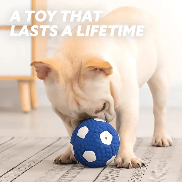 Red dog accessory, textured chew ball, withstands extreme biting by large dogs