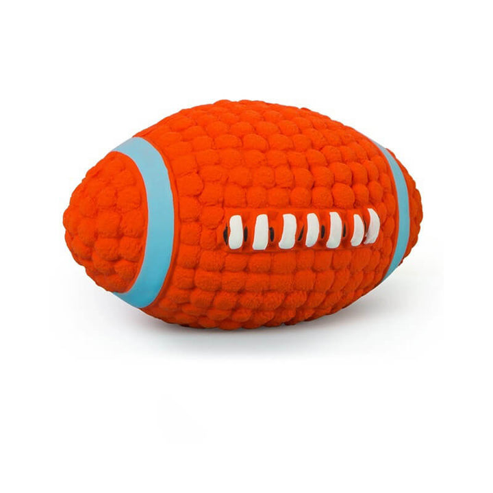 Fetch toy: a robust latex dog squeaky ball in vibrant pink, chew resistant and interactive.