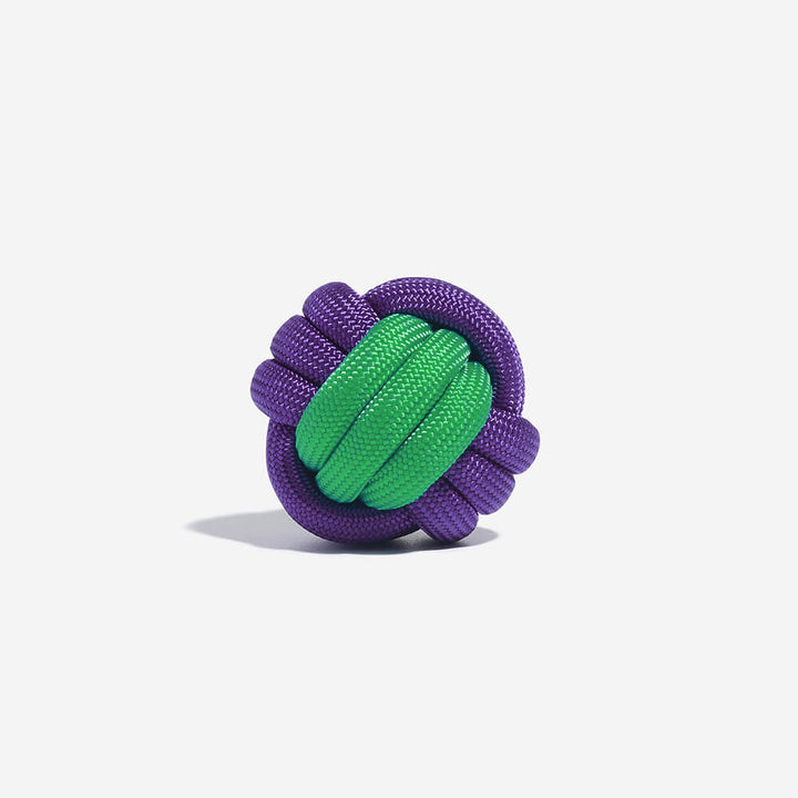 Dog accessory: multi-colored rope knots ball toy, great for tug and toss games