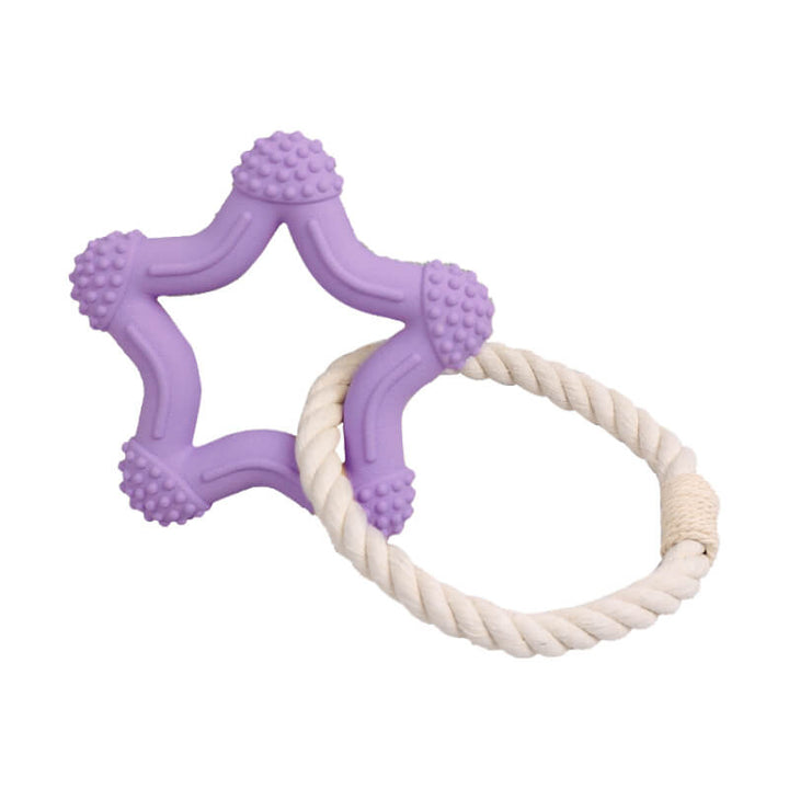 Green dog dental toy, a durable rubber chew for active dogs
